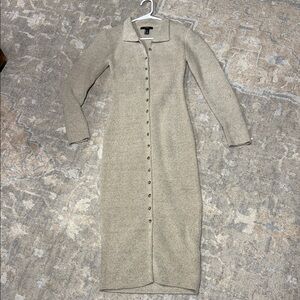 Elegant Beige Button-Down sweater Maxi Dress